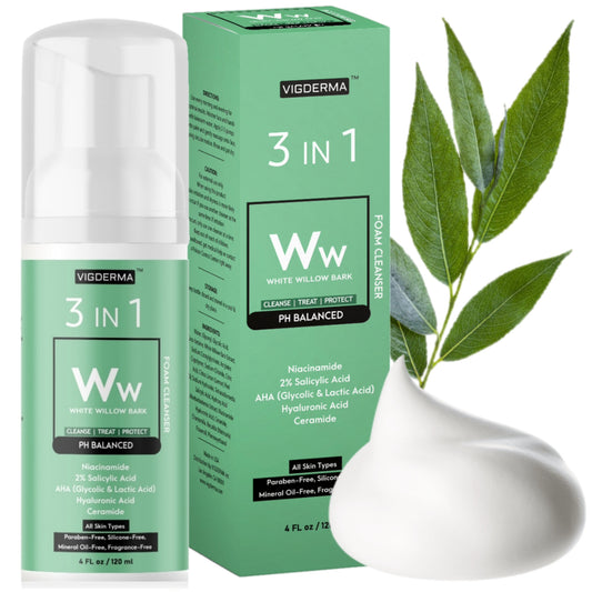 3 in 1 White Willow Bark pH 5.5 Foam Facial Cleanser