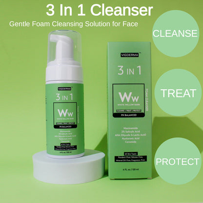 3 in 1 White Willow Bark pH 5.5 Foam Facial Cleanser