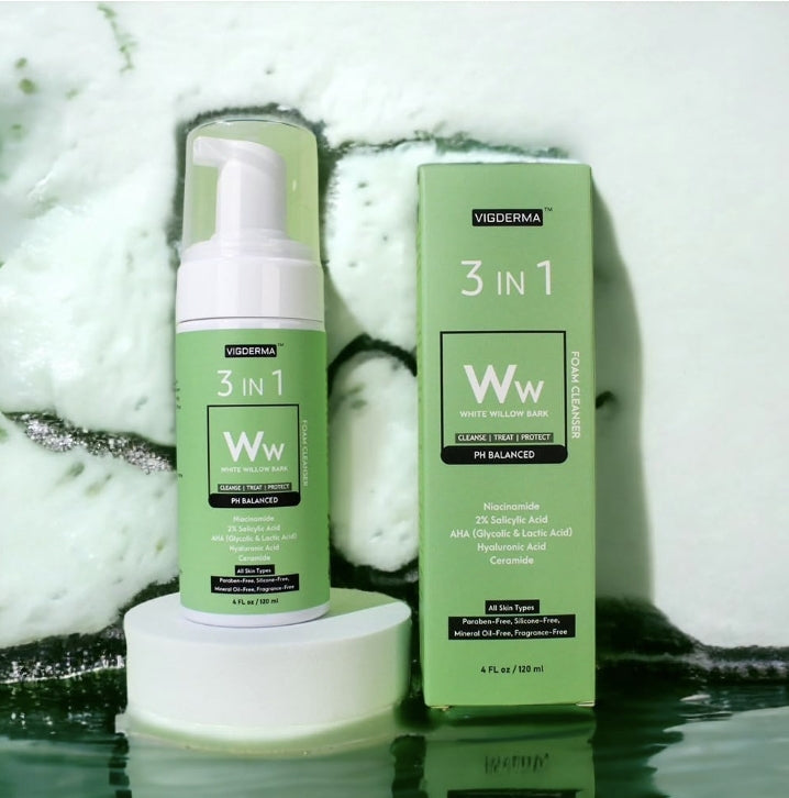 3 in 1 White Willow Bark pH 5.5 Foam Facial Cleanser